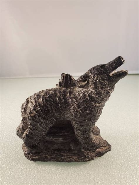 Carved Howling Wolf Sculpture Hand Crafted Canada Edmund Wolf Etsy