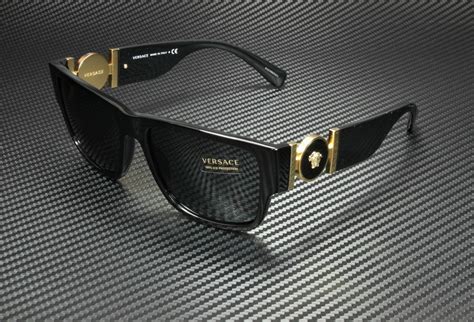 Versace Ve4369 Gb1 87 Black Grey Rectangle Mens Sunglasses 58 Mm