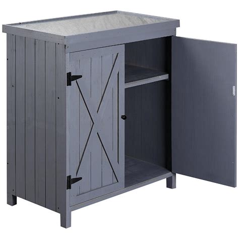 Outsunny Garden Storage Cabinet Outdoor Tool Shed Grey