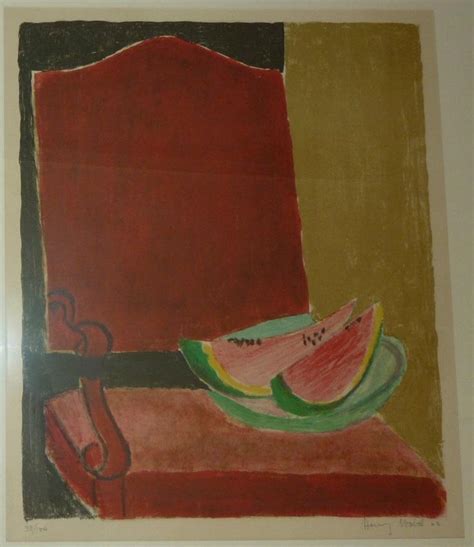 Stilleben Mit Wassermelone Original Farblithographie By Wabel Henry
