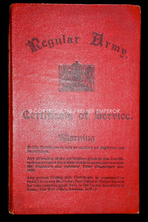 British Regular Army Certificate Of Service Bookcirca1940s50s