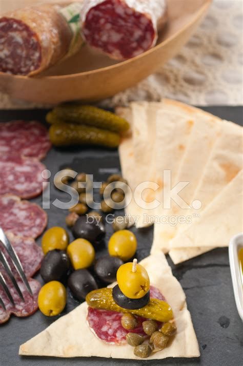 Cold Cut Platter With Pita Bread And Pickles Stock Photo Royalty Free