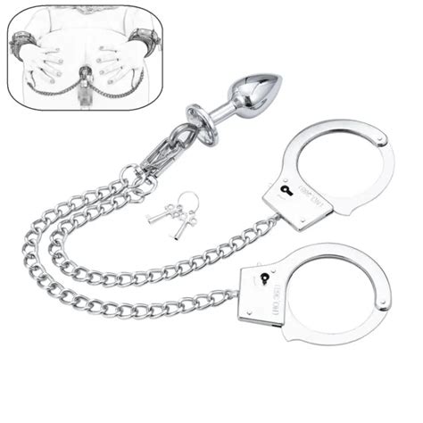 HANDCUFF ANAL PLUG Butt Bondage Metal Restraint Fetish SM BDSM Adult Sex Toys PicClick