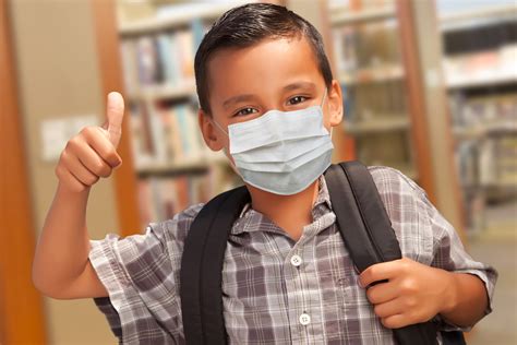 Hispanic Student Boy Wearing Face Mask with Thumbs Up and ...