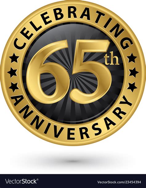 Celebrating 65th Anniversary Gold Label Royalty Free Vector