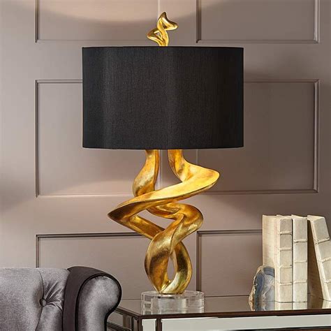 Kathy Ireland Impressions 33 High Sculpture Base Gold Leaf Table Lamp