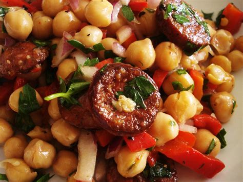 Presque végé Salade rapide de pois chiches au chorizo