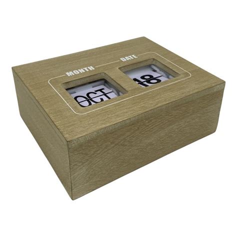 Perpetual Desktop Calendar Wood With Push Button Month And Date