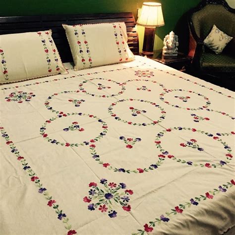 Floral Tribute Calcutta Handmade Bed Sheets Bed Sheet Design Embroidery Bedding