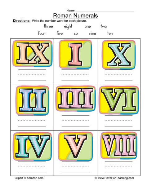 Roman Numeral Names Worksheet In Have Fun Teaching Number Words Roman Numerals