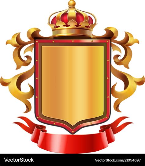 Golden Shield With Crown And Red Ribbon Royalty Free Vector