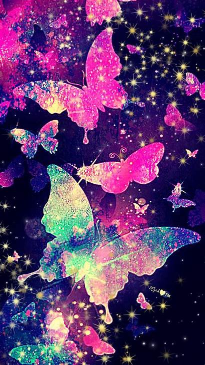 Butterfly Glitter Neon Wallpapers Galaxy Colorful Screen