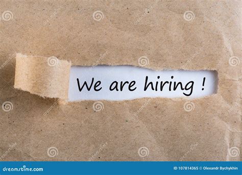 We are Hiring - Message in Uncover Letter. Job Offer Stock Image