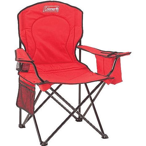 Coleman Oversized Quad Folding Camp Chair With Cooler Pouch Red