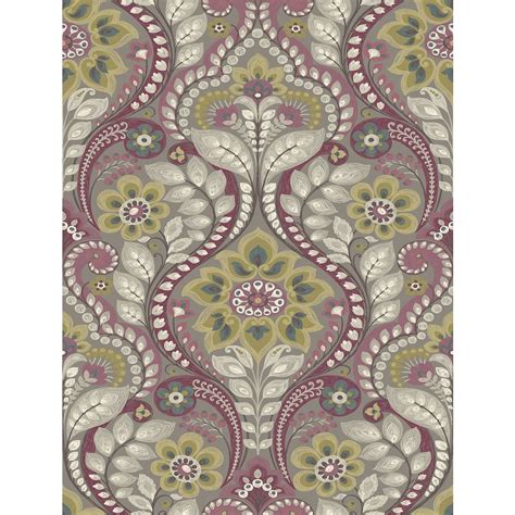 A Street Prints Night Bloom Grey Damask Wallpaper The Home Depot Canada