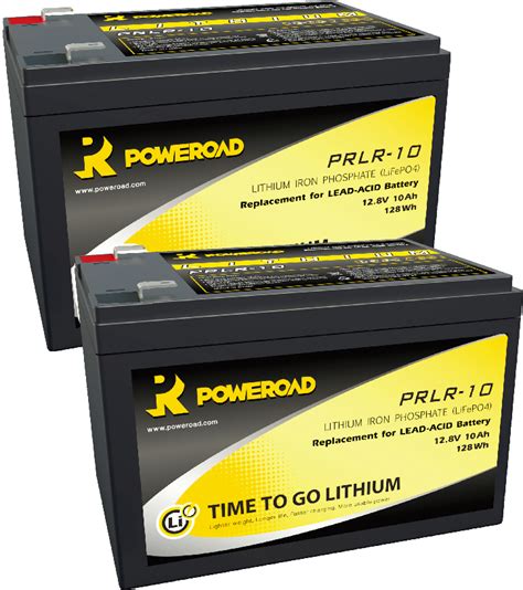 Pair Of 12v 10ah Poweroad Lithium Mobility Scooter Batteries Na