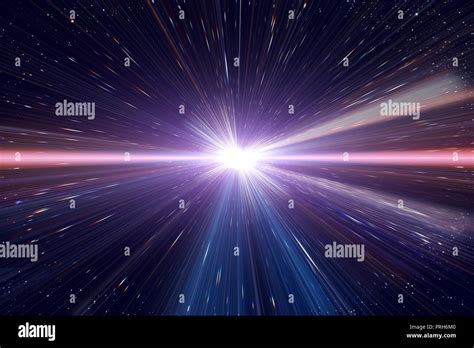 Light Speed Travel Time Warp Traveling In Outer Space Galaxy Stock