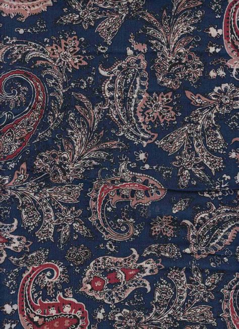 Paisley Woven Rayon Challis Fabric Challi Ptpa1008 Navy Rust