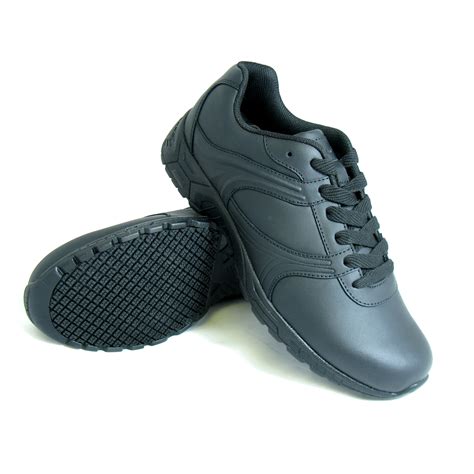 Genuine Grip Women Slip Resistant Work Shoes 130 Black Leather Shoes