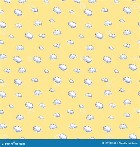 Doodle Clouds Pattern Hand Drawn Colorful Seamless Background With
