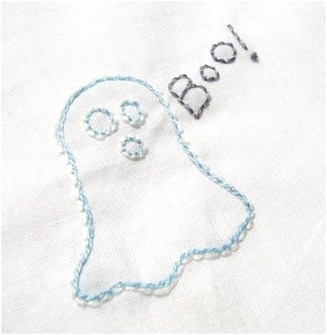 Halloween Spooky Ghost Hand Embroidery Pattern Pdf Stitching Etsy
