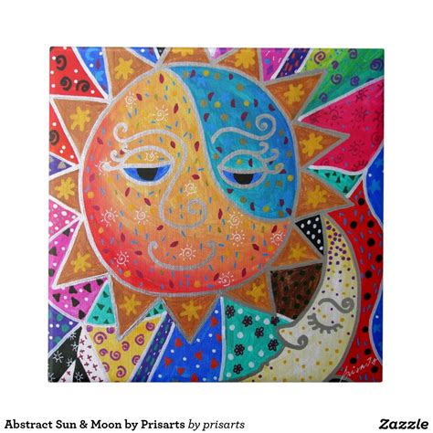 Abstract Sun And Moon By Prisarts Tile Moon Art Print Sun
