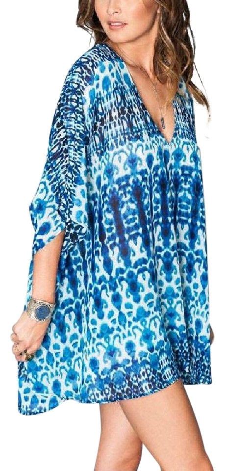 Show Me Your Mumu Blue Printed Swing V Neck Coverup New Tunic Size 10