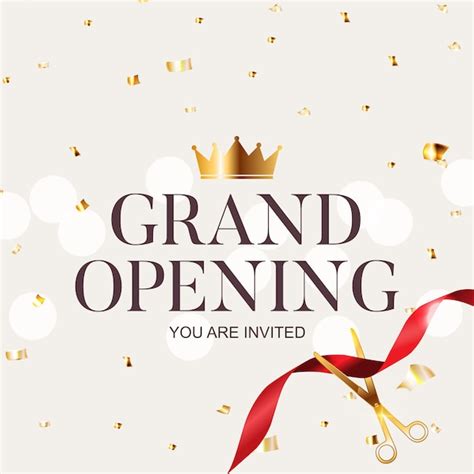 Premium Vector Grand Opening Card With Ribbon Background
