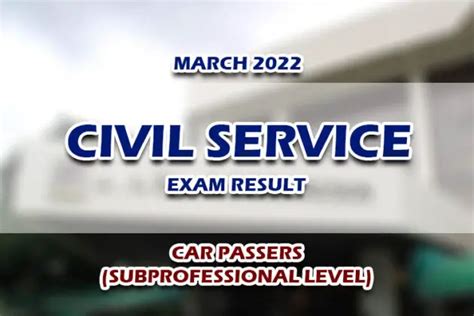 Civil Service Exam CSE Result March CAR PASSERS Subprofessional