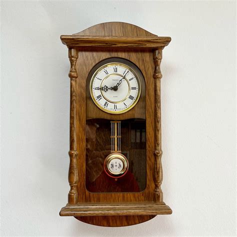 Wall Clock Junghans Vintage Ra Pendulum Quartz Wooden Case Wall Clock