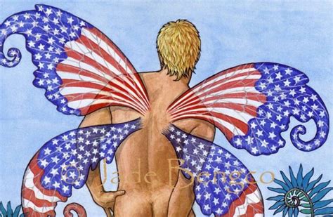 Patriot Fairy Limited Edition Art Print Male Nude With Wings