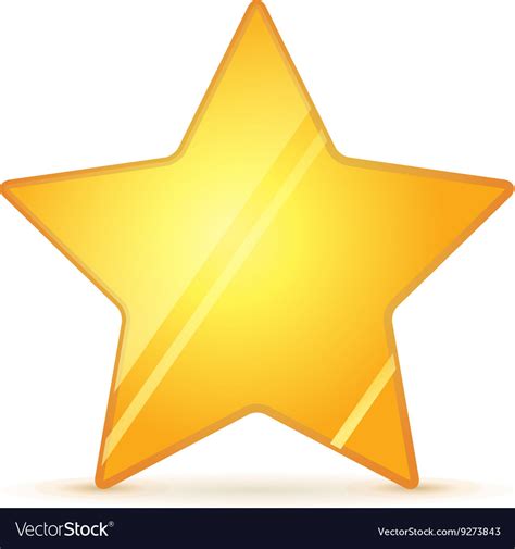 Glossy Golden Rating Star With Shadow On White Vector Image