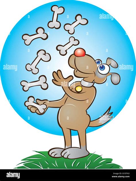 Vector Illustration Of Dog Juggling Bones Stock Vector Image And Art Alamy