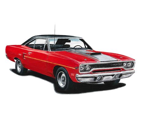 70 Plymouth Roadrunner Colored Pencil Drawing Print Etsy Car