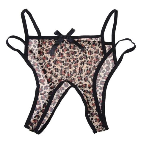 leopard crotchless panties uncensored for women leopard crotchless open back panties