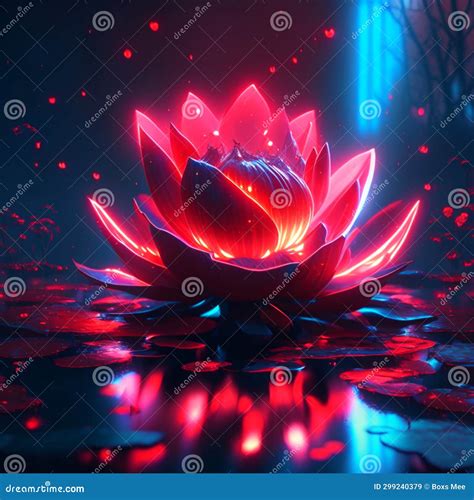 Red Lotus Flower On The Water 3d Rendering 3d Illustration Stock Illustration Illustration