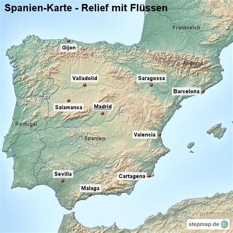 Traditionell beginnt es anfang november und dauert mindestens 27 tage. Pin Landkarte Spanien Karte Mit Relief Und Flüssen Von ...