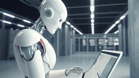 الروبوت الروبوت مع الجهاز اللوحي في تقديم 3d على خلفية بيضاء روبوت