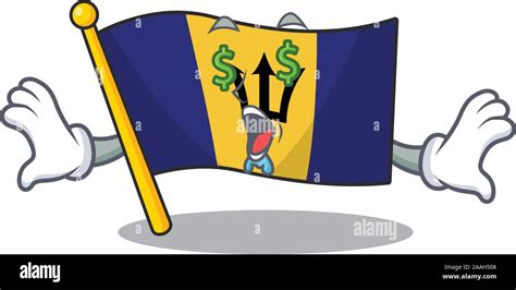 Bandera De Barbados En Dibujos Animados Con El Personaje De Ojo De