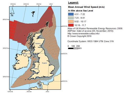 Mean Annual Uk Wind Speeds In Meters Per Second Offshore Wind Energy