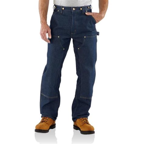 Mens Carhartt Double Knee Logger Denim Jeans 5030 Blue Suspender