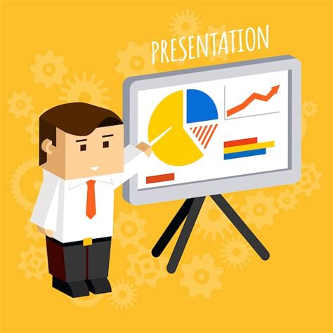 Free Vector Businessman Pointing At Presentation Board Charts And