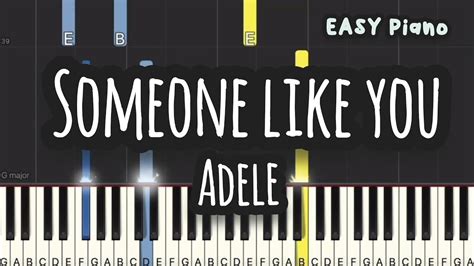 Adele Someone Like You Easy Piano Piano Tutorial Sheet Youtube