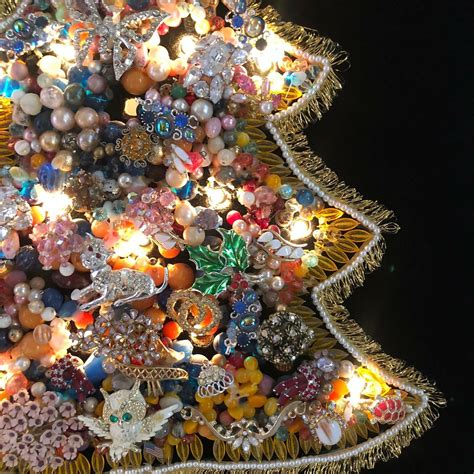 Vintage Rhinestone Costume Jewelry Christmas Tree Art Lighted Etsy