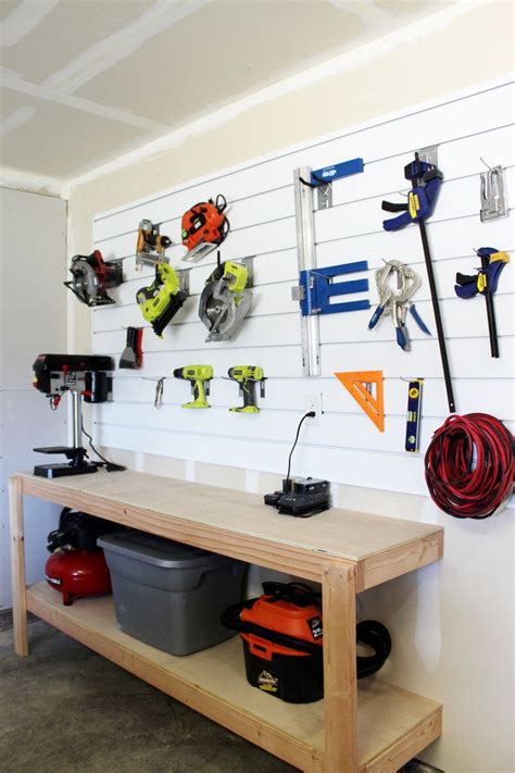 Diy Garage Storage And Slatwall Shelf Design Slat Wall Shelves