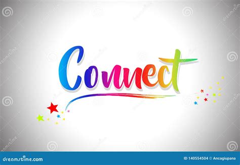 Connect Handwritten Word Text With Rainbow Colors And Vibrant Swoosh