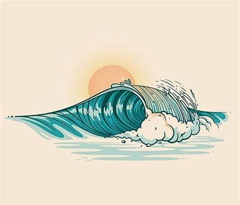 The Sun And The Waves What More Could You Need Wave Drawing Surf