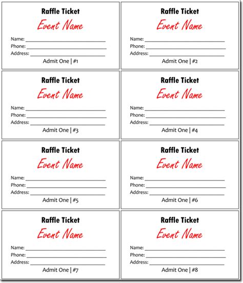 Printable Tickets For Raffle
