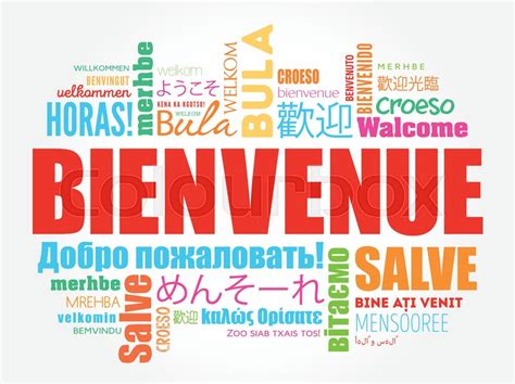 Bienvenue (Welcome in French) word ... | Stock vector | Colourbox