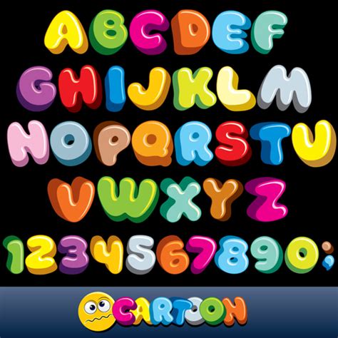 Cartoon Alphabet With Numbers Colored Vector Free Download